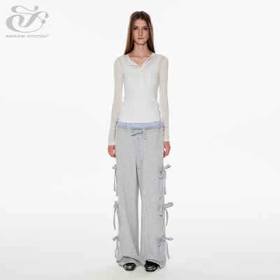 immune system免疫系统 立体蝴蝶结拼接腰头松弛舒适休闲裤长裤