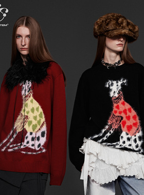 immune system免疫系统 斑点狗圆领宽松休闲毛衣