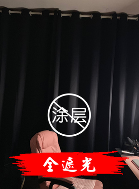 双面黑色全遮光窗帘布个性拍照摄影遮阳防风保暖飘窗卧室窗帘成品