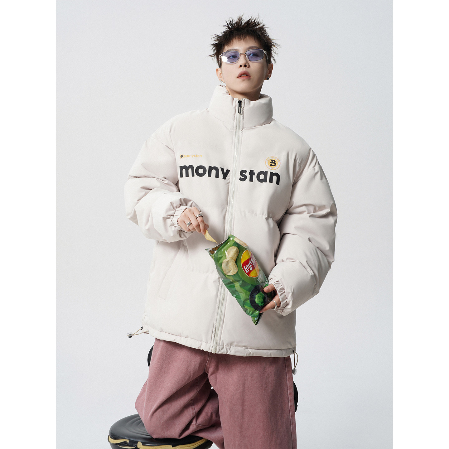1016-MY01-P75美式潮牌棉服男冬复古加厚运动面包服棉衣外套,男装棉衣,星座1016