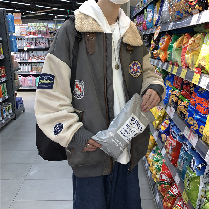1016-M337-P138美式潮牌2025冬季加绒加厚羊羔毛棉服情侣棉服,男装棉衣,星座1016