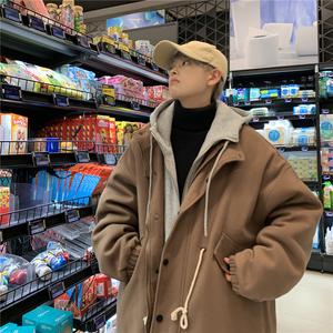 1016-AY30-P135假两件呢料加厚外套中长款毛呢大衣双拉链设计