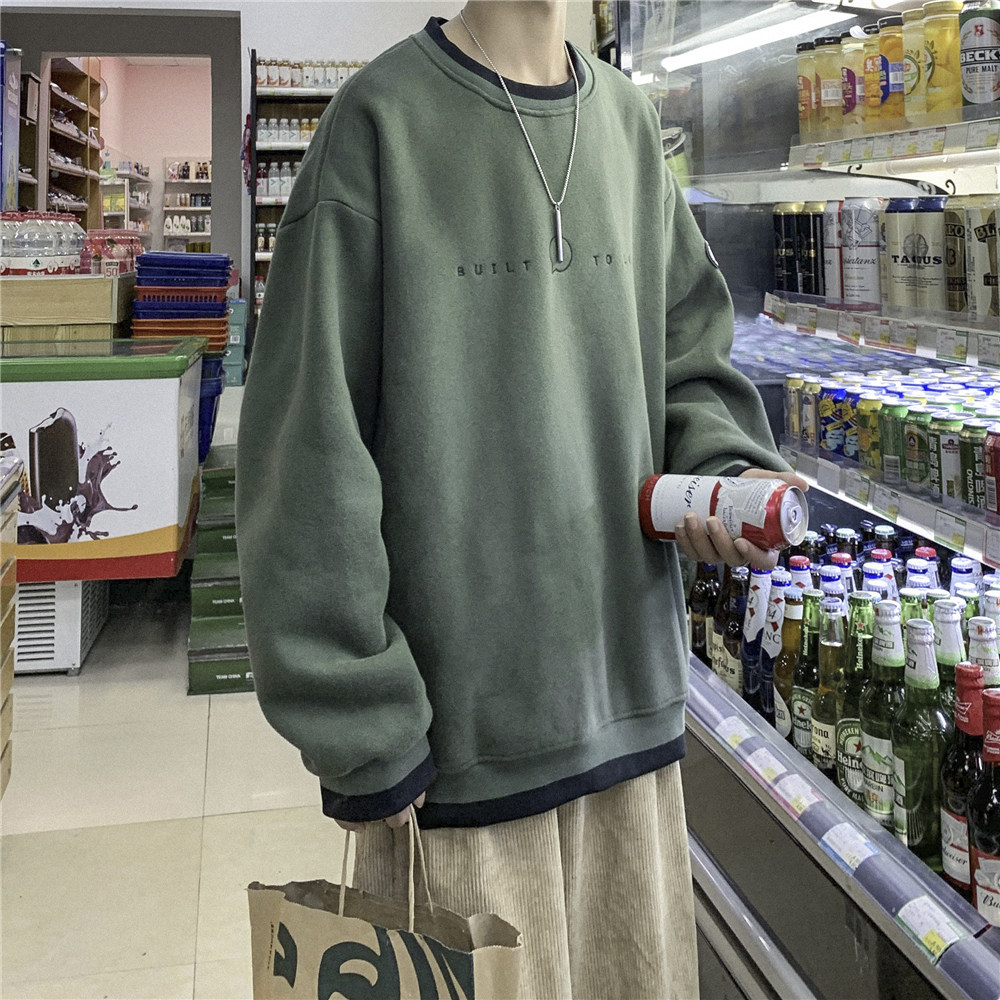 1016-BT76-P65 美式高街刺绣加绒加厚卫衣男潮ins潮牌上衣图片