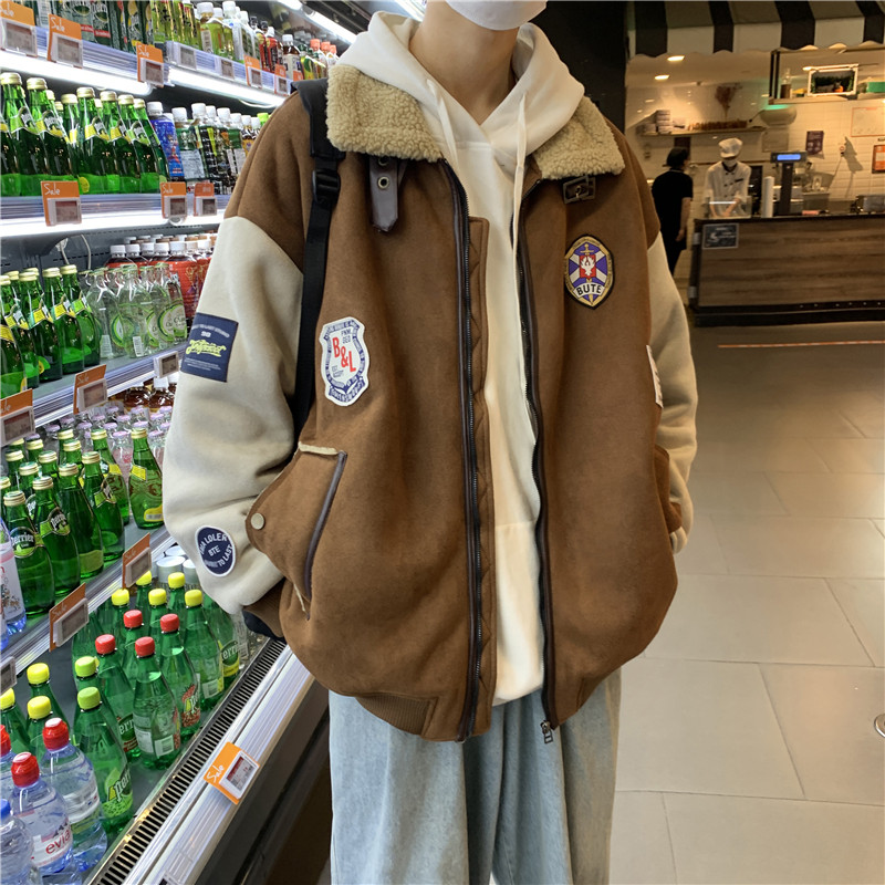 1016-M337-P138美式潮牌2025冬季加绒加厚羊羔毛棉服情侣棉服,男装棉衣,星座1016