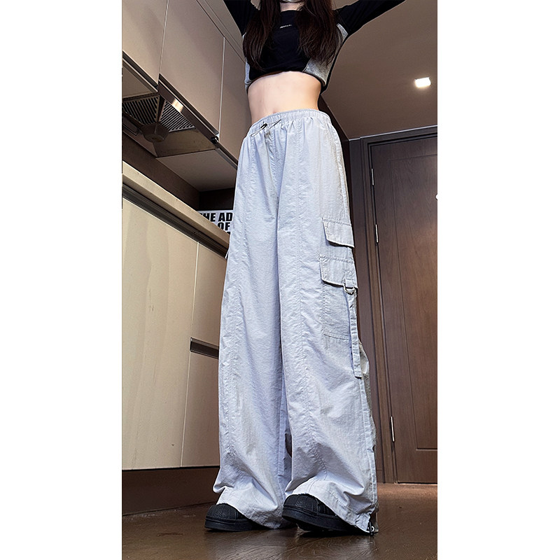 1016-K323-P48美式工装裤降落伞冲锋裤抽绳宽松阔腿束脚休闲裤,男装工装外套,星座1016