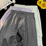 1016-K323-P48美式工装裤降落伞冲锋裤抽绳宽松阔腿束脚休闲裤，男装工装外套，星座1016