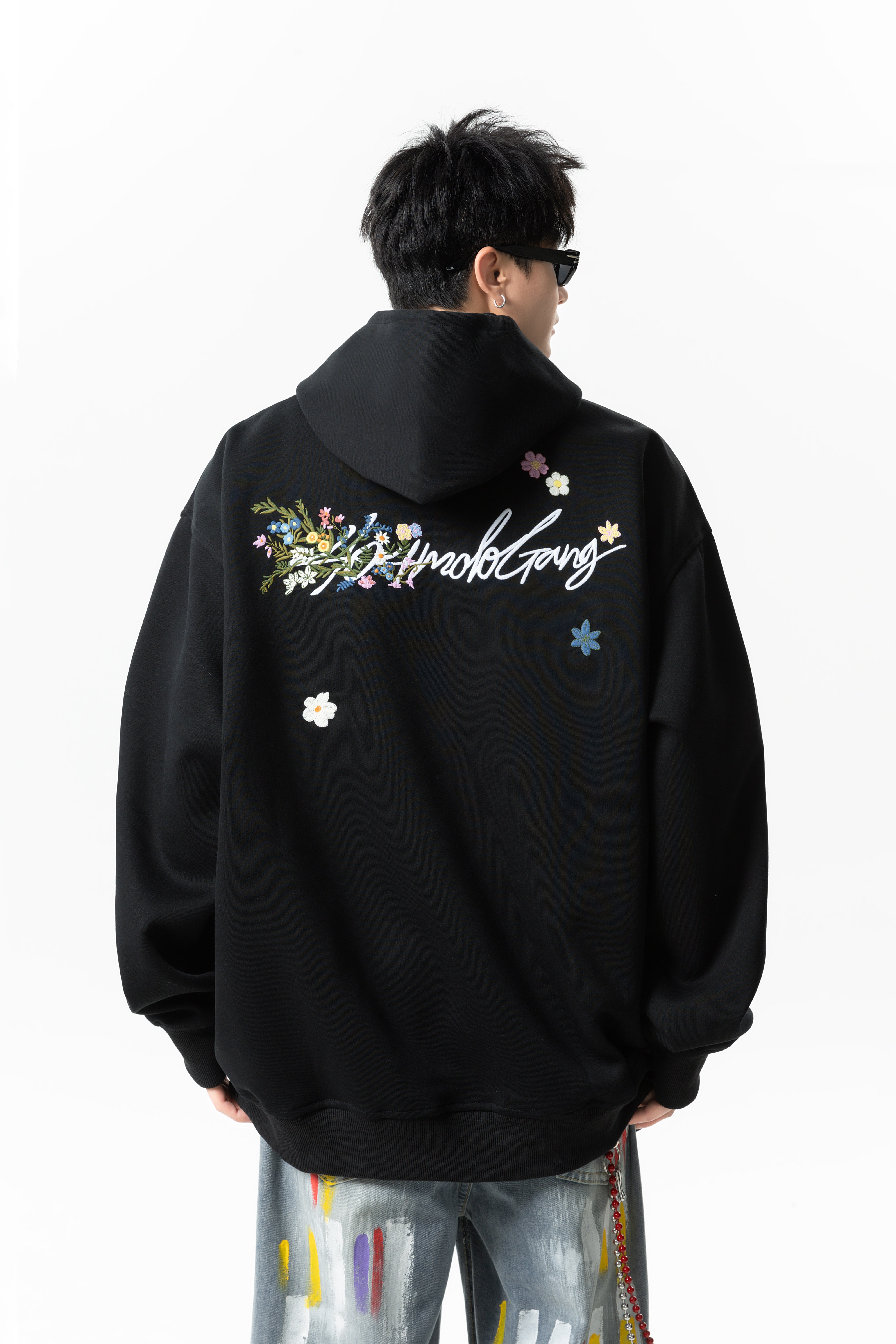 1016-WY208-P65美式花卉刺绣420G重磅潮牌卫衣,男装卫衣,星座1016