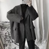 高级感毛呢大衣中长款秋冬季潮牌轻熟风男装风衣呢子外套oversize，男装毛呢大衣，星座1016