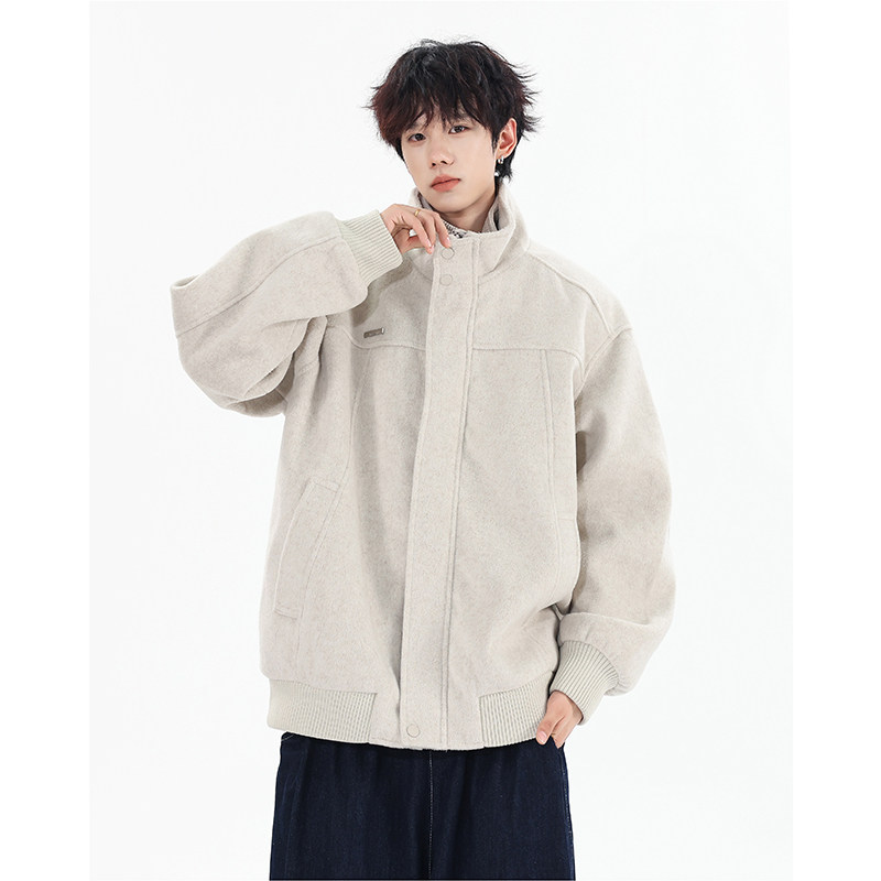 1016-W08-P110美式假两件毛呢外套夹棉夹克韩版宽松棉服,男装夹克,星座1016