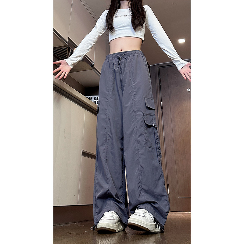 1016-K323-P48美式工装裤降落伞冲锋裤抽绳宽松阔腿束脚休闲裤,男装工装外套,星座1016