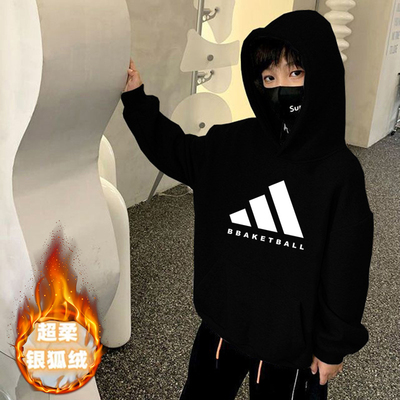 男童加绒卫衣连帽冬款潮牌大男孩