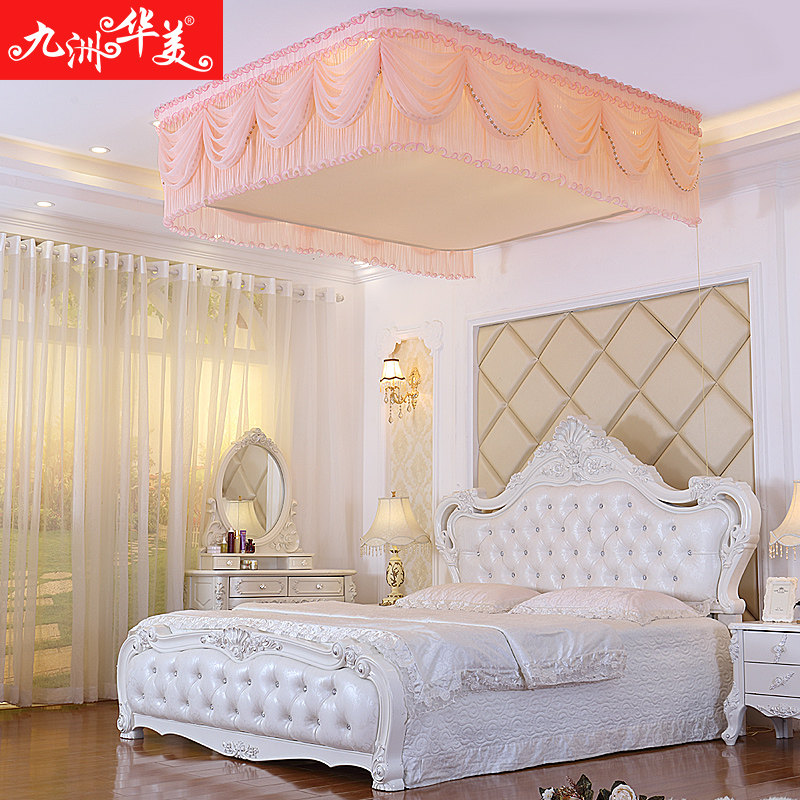 升降缩隐遥控电动升降蚊帐婚庆吊顶1.8米床双人家用1.5公主风新款