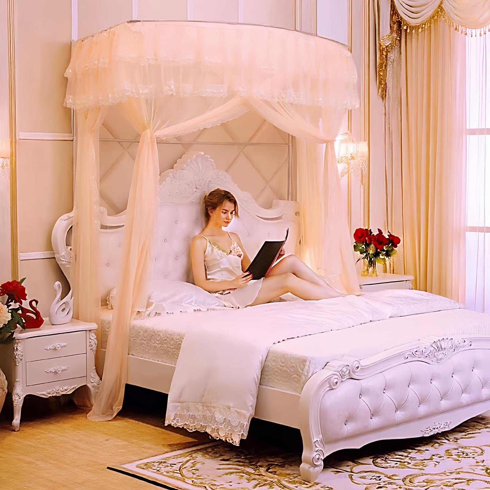 2025新款宫廷风伸缩蚊帐压脚款