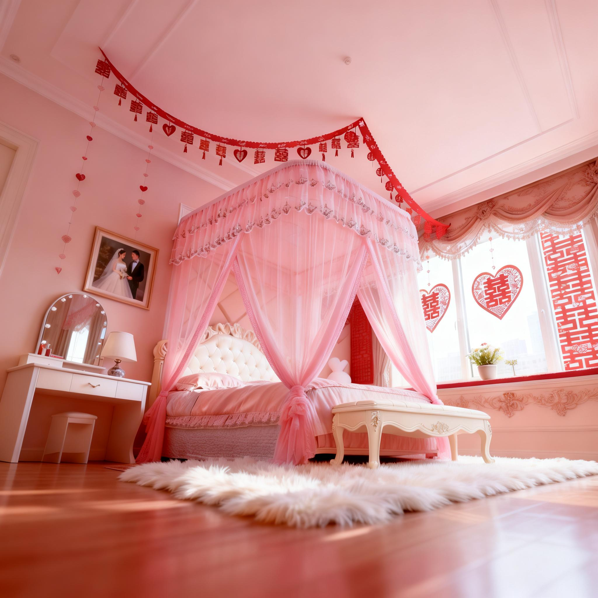 新款红色导轨落地蚊帐