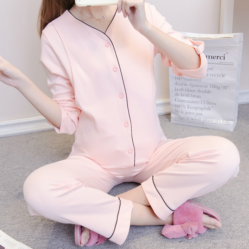 月子服春秋款产后纯棉夏季薄款6月份7哺乳孕妇睡衣女家居住院服89