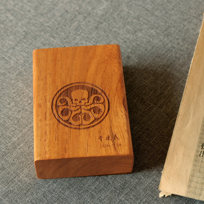 实木质大翻盖20支装便携创意个性定制刻字潮流复古小防压防潮烟盒