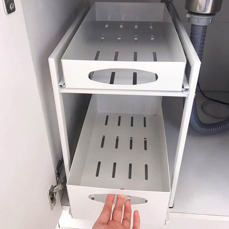 帅仕厨房下水槽置物架碗盘拉篮水池下多层抽拉式收纳层架整体橱柜