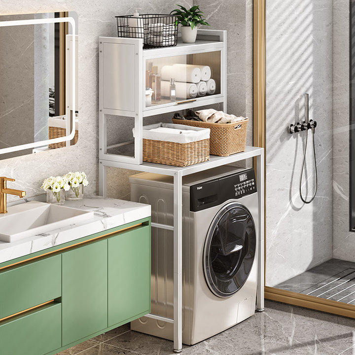 洗衣机置物架阳台上方落地厕所多功能防尘滚筒波轮浴室收纳架