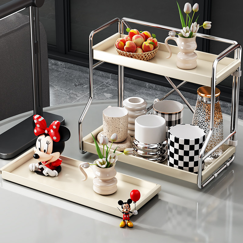 帅仕杯子收纳置物架桌面分层玻璃杯茶杯收纳架沥水托盘放水杯架子