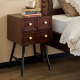 巢趣法式 覆古实木床头柜卧室小柜子收纳柜黑胡桃色樱桃木全实木