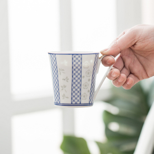 青花玲珑瓷马克杯水杯陶瓷器可爱精致女士景德镇茶杯办公室泡茶杯