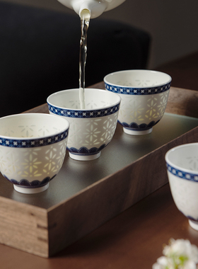 玉柏玲珑景德镇茶具套装喝茶中式青花瓷器茶杯壶轻奢高档陶瓷家用