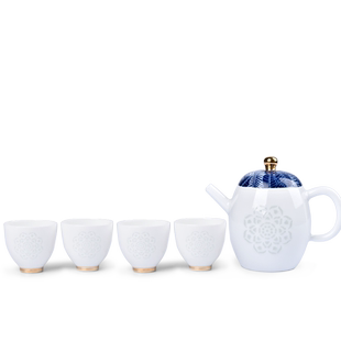 景德镇玉柏玲珑陶瓷器户外露营喝茶装备旅行泡茶壶便携式茶具套装