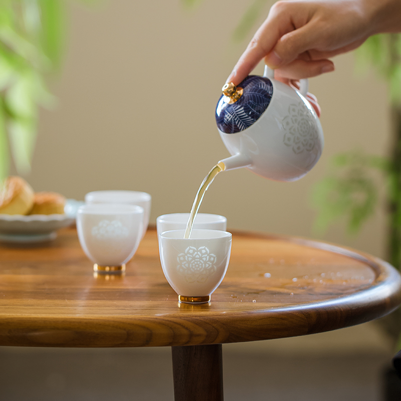 景德镇玉柏玲珑陶瓷器户外露营喝茶装备旅行泡茶壶便携式茶具套装