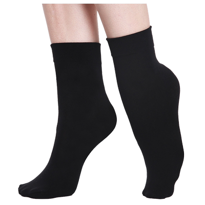 永春精梳棉秋季加绒保暖黑色短袜