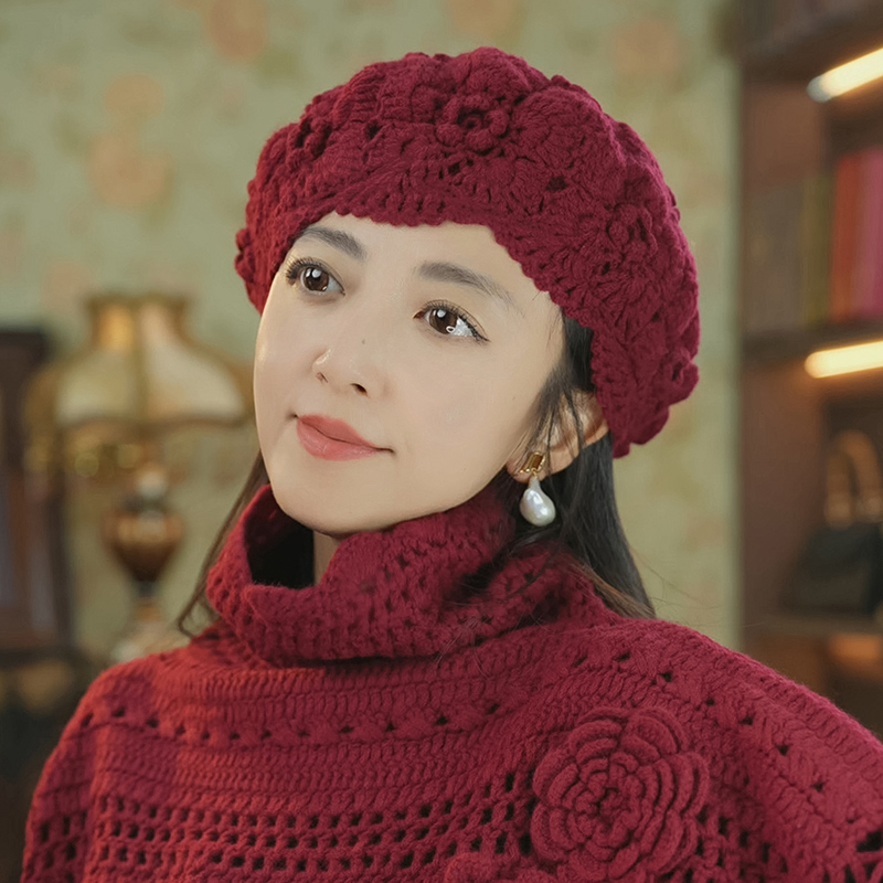钩织帽子花蔻时尚手工洋气秋冬