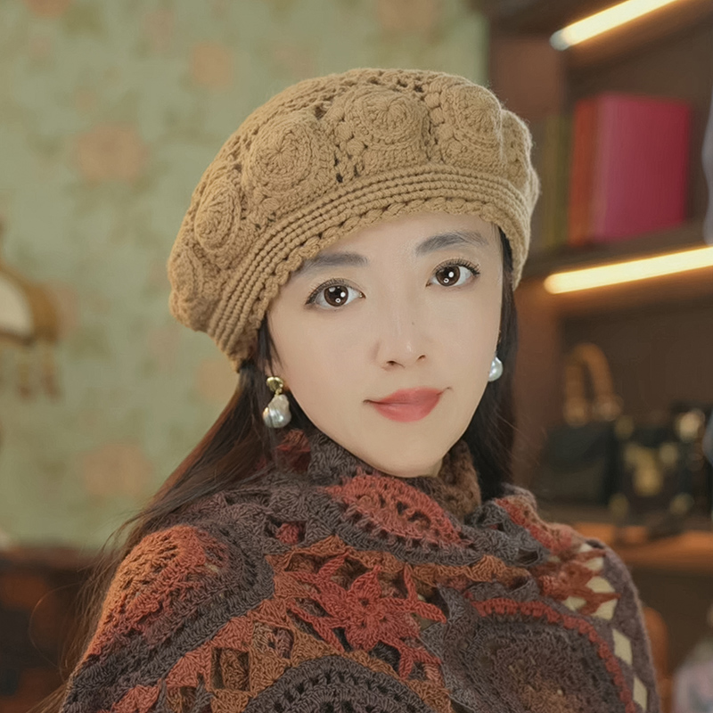 花蔻冬天英伦复古贝雷帽