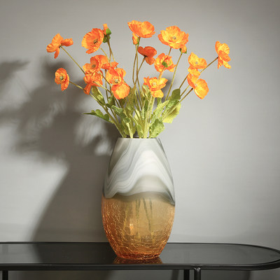创意北欧轻奢彩绘玻璃花瓶可水培现代简约插花客厅餐桌装饰品摆件