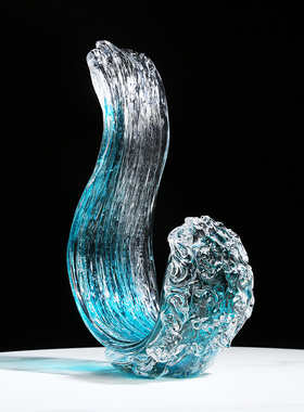 风生水起琉璃海浪花招财抽象摆件