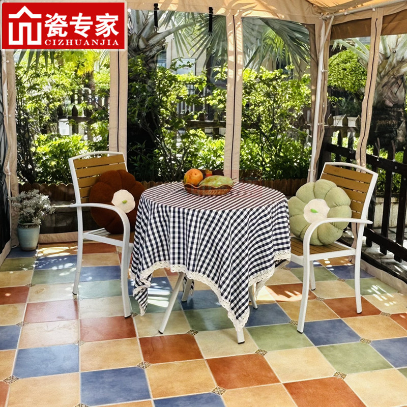 阳台仿古砖 地中海美式田园瓷砖 卫生间厨房防滑墙地板砖300x300