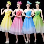 开场舞演出服成人新款 大气现代舞蹈服连衣裙舞台合唱服女青春伴舞