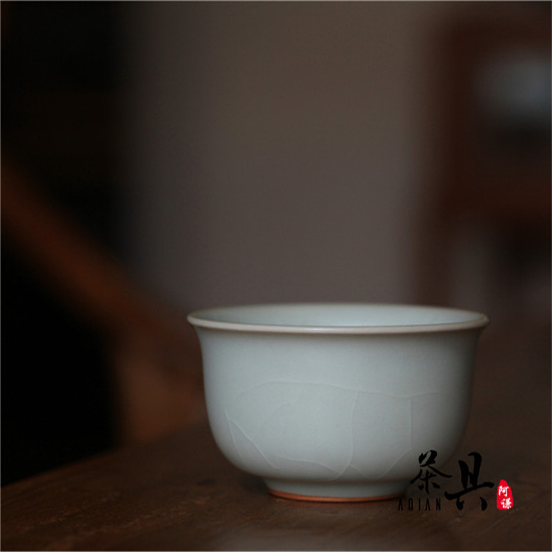 台湾茶具 晓芳窑 汝窑早期天青开片吟雅杯 单只 晓芳