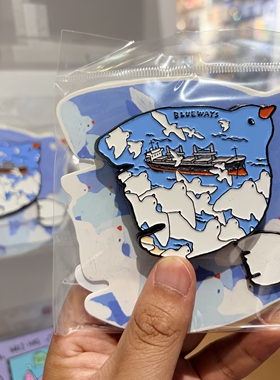 威海文创大小海鸥布鲁维斯号沉船磁吸金属冰箱贴可爱旅游纪念收藏