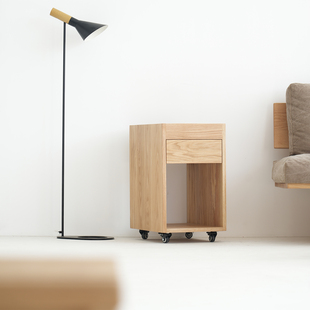 天外云 法国白橡木实木可移动矮柜客厅桌下柜床头柜 图恩斯塔书柜