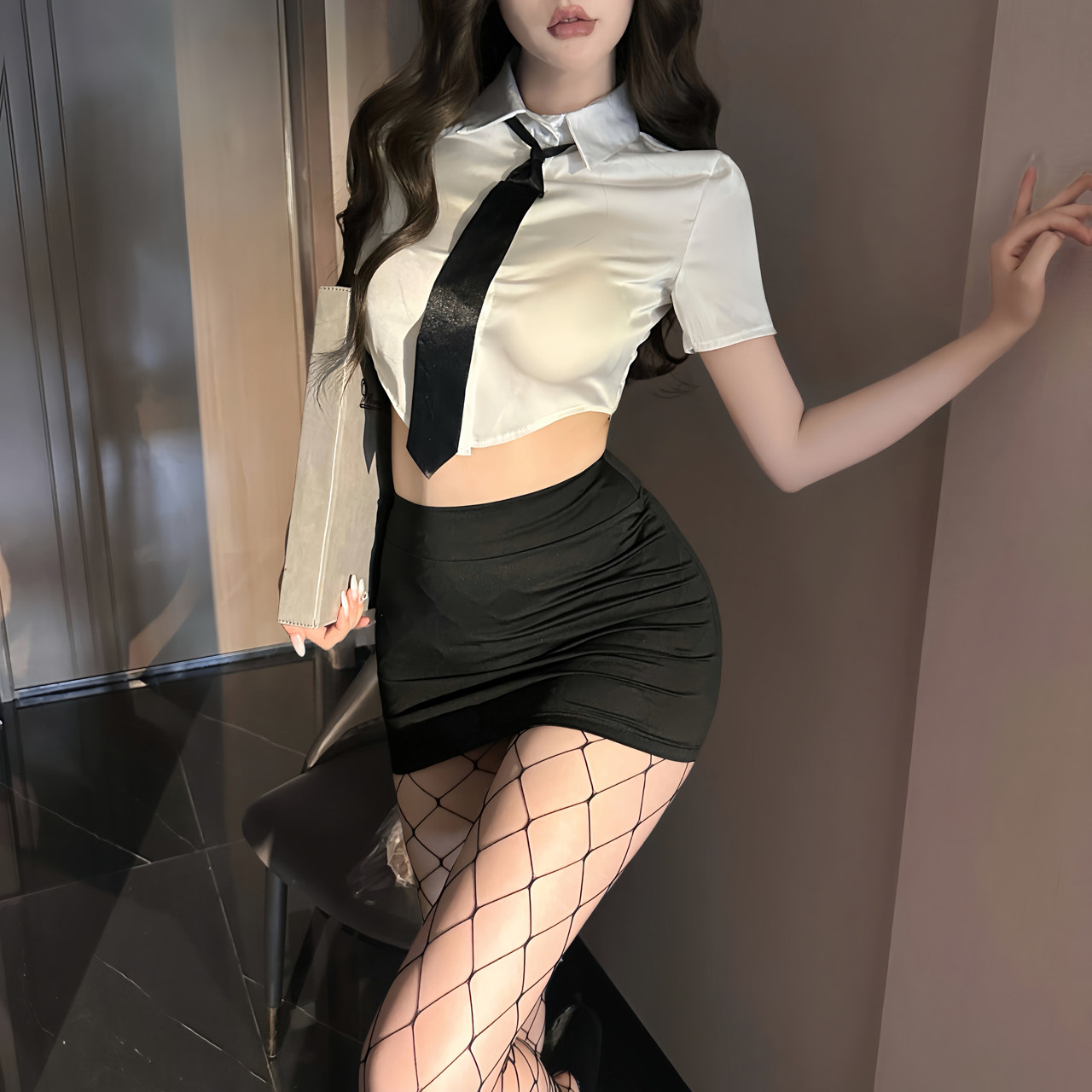 性感cos纯欲OL职业包臀短裙秘书装半透教师装夜场制服御姐套装女