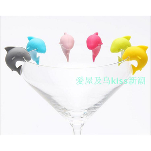 硅胶鲨鱼酒杯标记红酒杯标签水杯识别器玻璃杯杯贴聚会杯子区分器