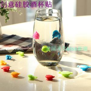 热卖创意硅胶吸盘小鱼酒杯标识器海洋动物红酒杯杯贴宴会杯子标签