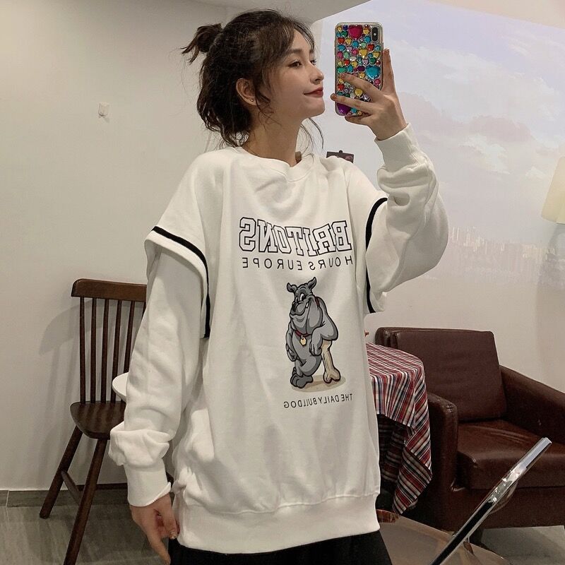 Real shot two pieces of thin and fake sweater women's loose Korean BF lazy style top