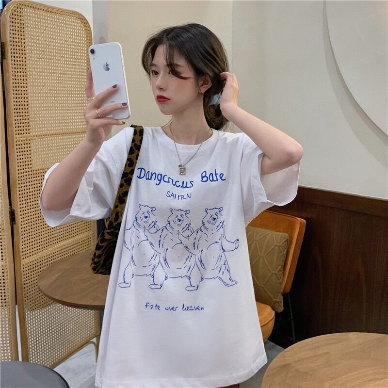 Real shot short sleeve T-shirt with new bear design in summer