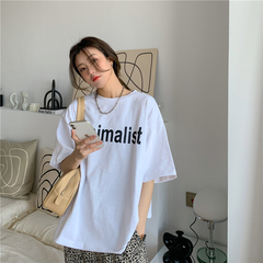 實拍 寬鬆百搭字母印花短袖t恤女