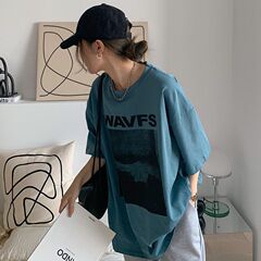 實拍 中長款寬鬆百搭學生短袖t恤女