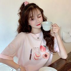 Real shot short sleeve T-shirt women's print