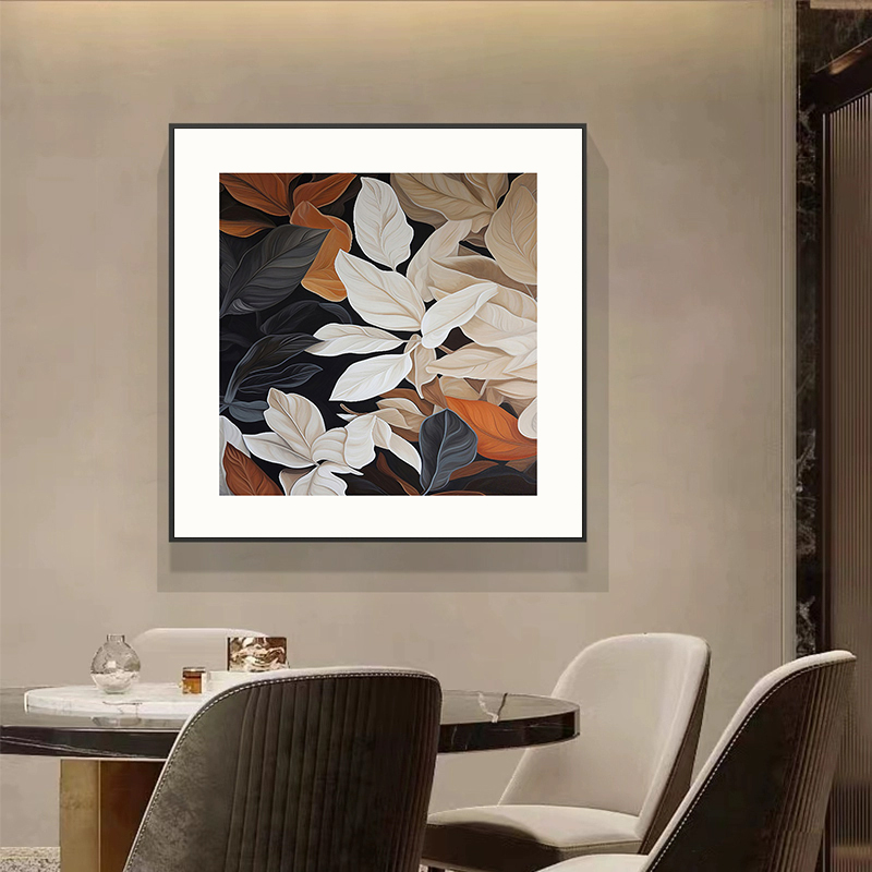 侘寂中古风客厅装饰画高级感植物餐厅壁画复古玄关走廊正方形挂画图片