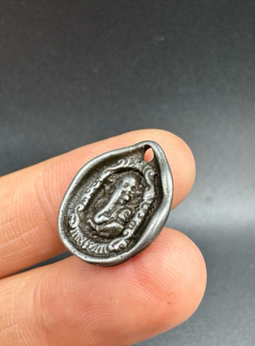 藏式手工天铁托甲象鼻神卡子侧挂吊坠文玩佛珠手串diy老寒铁挂件