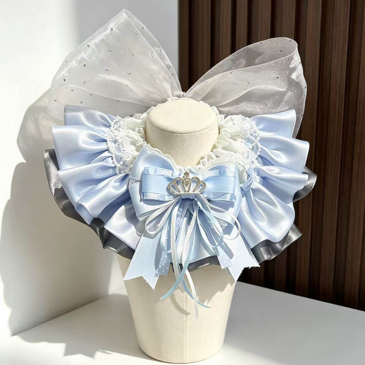 【合集2】手工蕾丝蝴蝶结宠物围巾口水巾多层荷叶边香风宠物饰品