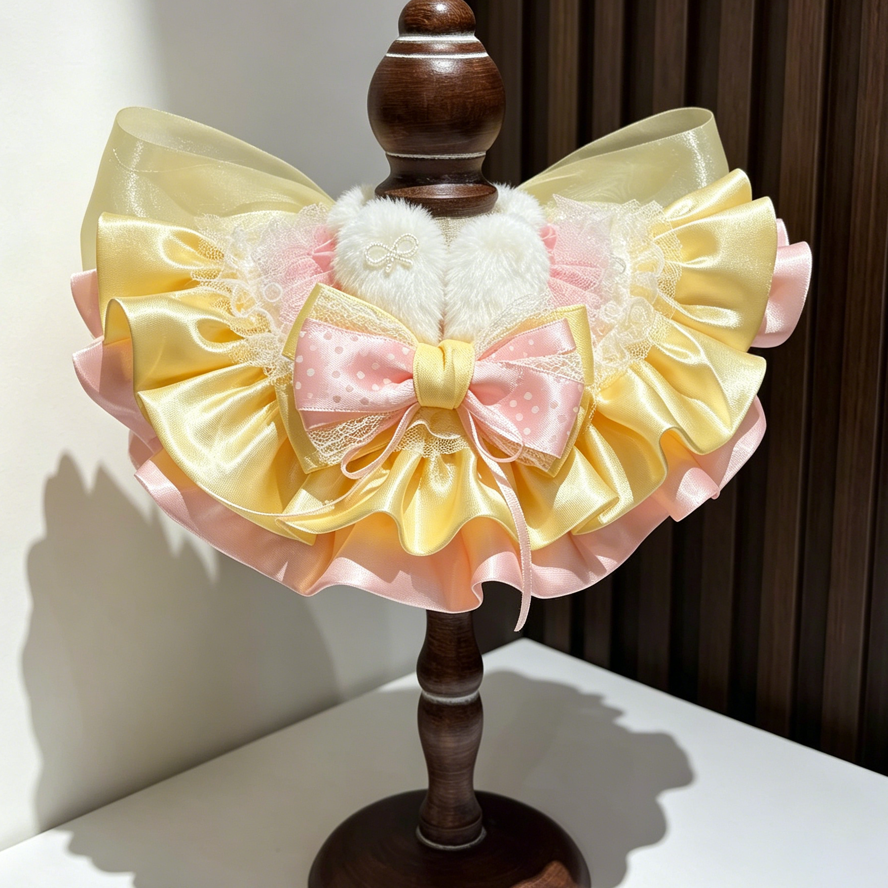 【合集5】手工蕾丝蝴蝶结宠物围巾口水巾多层荷叶边香风宠物饰品